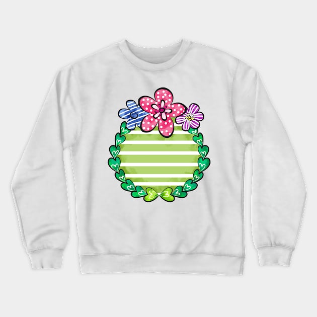 Watercolor Heart Flowers Frame Crewneck Sweatshirt by lunamoonart